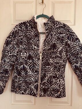 Lilly Pulitzer Marilee Reversible Jacket High Tide Navy Sz 4